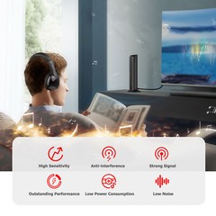 5 in 1 Wireless Cordless Headphones Headset with Mic for TV Watching Radio J4E3