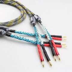 Speaker Cable Pair Braided HiFi Audiophile Cable with Banana Plugs for Amplifier