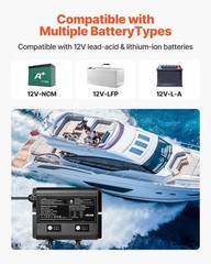 VEVOR 2-Bank 5A 12V Smart Marine Battery Charger Onboard IP68 Waterproof Boat RV