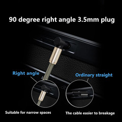 3.5mm Male to Male AUX Cable Cord L-Shaped Right Angle Car Audio Headphone Lot