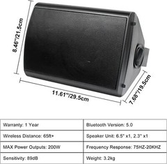 Herdio 4x 6.5″ 800W Outdoor Bluetooth Speakers Waterproof Wall Mount Speaker
