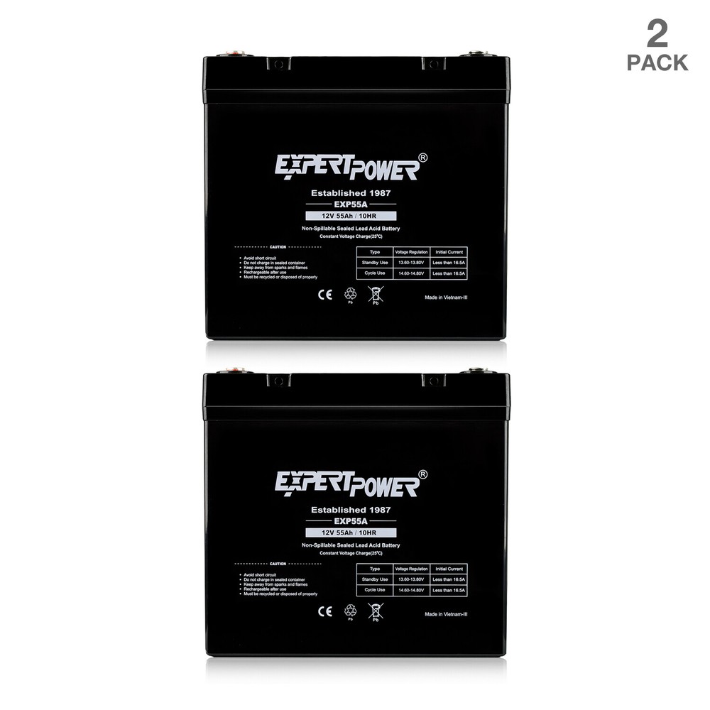 2 ExpertPower – 12V 50Ah 55Ah SLA Battery 12500 Screw in Terminals (B4)