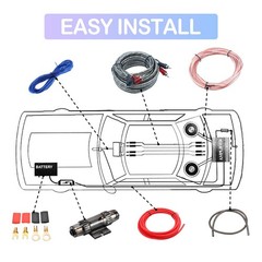 4 Gauge Amplifier Wiring Kit, 2000W Complete All-in-One Car Audio Amp…
