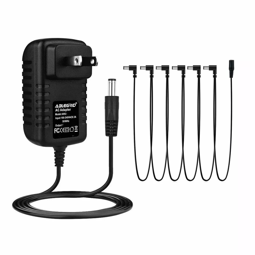 US 9V DC 1A Guitar Effect Pedal Power Supply Adapter 6 way Daisy Chain Cable Kit