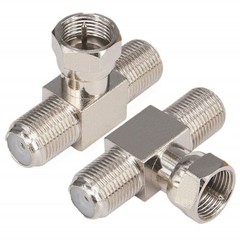 Coaxial Cable Splitter,T Shape TV Antenna Splitter/Combiner RG6 F Type Male to 2