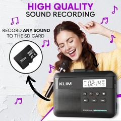 KLIM K7 Portable Cassette Tape Player + MP3 Converter, Headphones, 32GB, Black