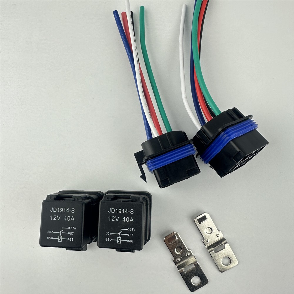 2Pcs Relays Switch 5Pin Harness Socket 12VDC 40A Waterproof Automotive Car SPDT