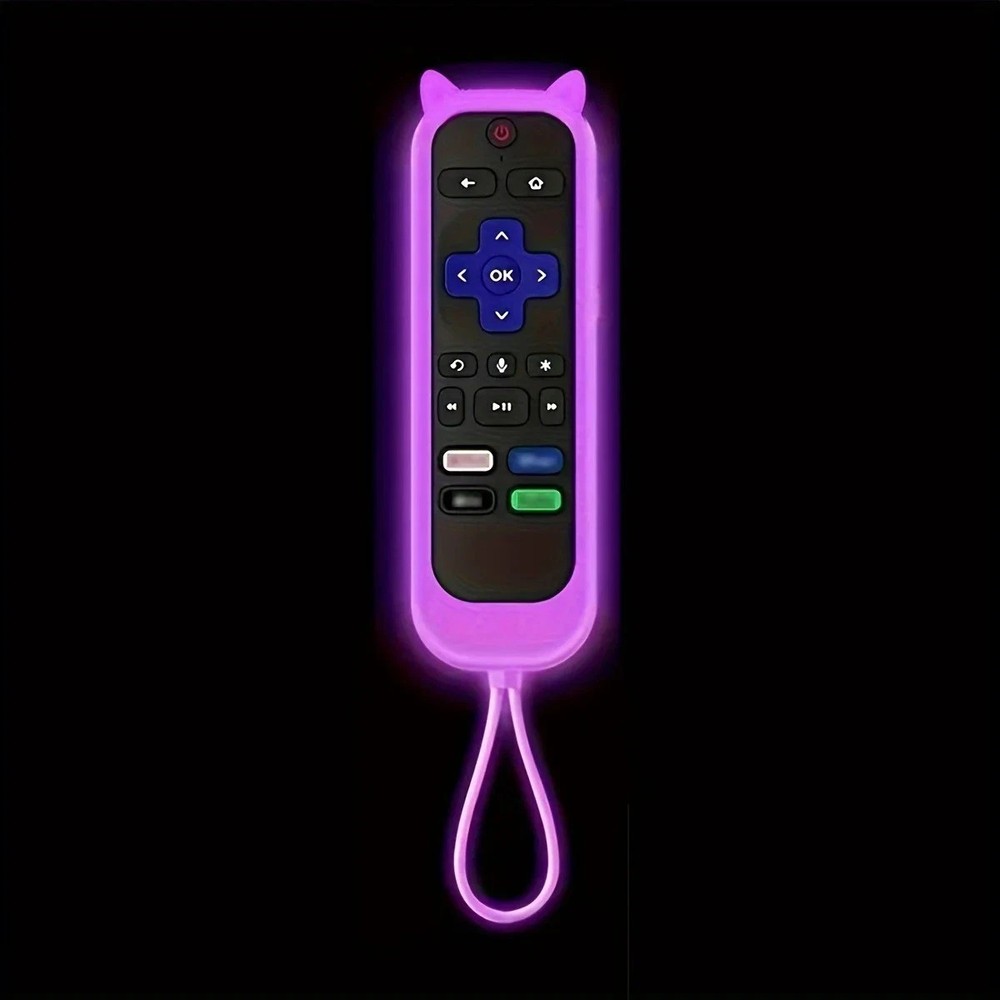 1P Silicone Remote Control Cover For Roku Glow-In-The-Dark TV Remote Holder Case