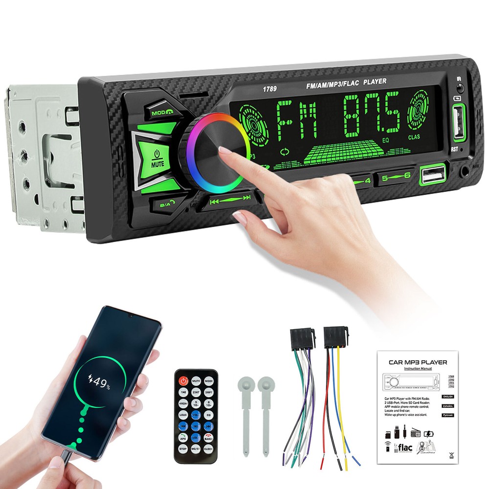 Single 1 DIN Car Stereo Radio Bluetooth MP3 Player AUX USB AM FM Audio Receiver