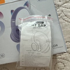 Cat Ear MS-K10 Headphones Black/White Bluetooth Wireless LED Foldable 40mm