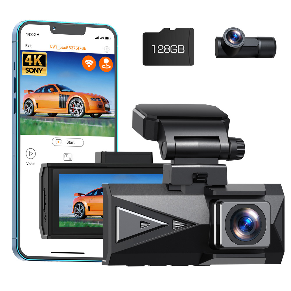 Toguard DC19 2160P Dash Cam Car Front Rear 4K + 4K Dual Car Camera with 128GB SD