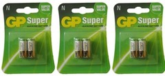 6 GP SUPER ALKALINE BATTERY SIZE N BATTERIES E90 N LR1 MN9100 910A 3×2 Pack