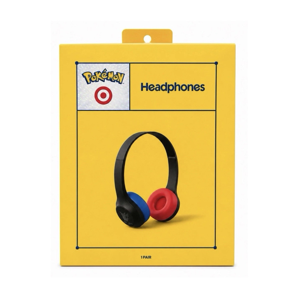 Pokémon x Target Pikachu Bluetooth On-Ear Wireless Headphones Black Blue Red