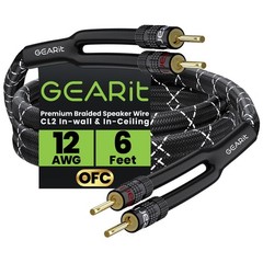 GearIT 12AWG Speaker Cable Wire with Gold-Plated Banana Tip 6 Feet, Black