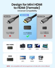 8K 4K Mini HDMI to HDMI Adapter 2.1, [8K60Hz,4K240Hz 144Hz 120Hz] Mini HDMI t…