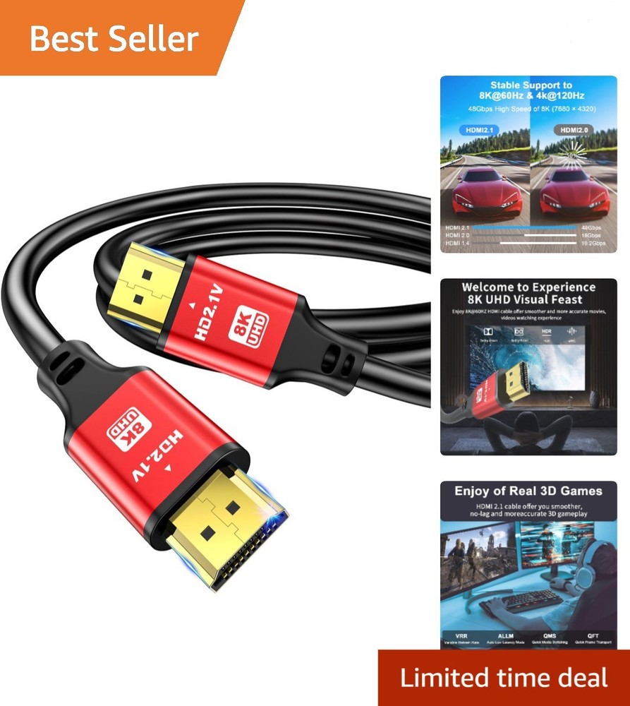 1.5FT HDMI 2.1 Cable – Ultra High Speed, 8K@60Hz, 4K@120Hz for Gaming Excellence
