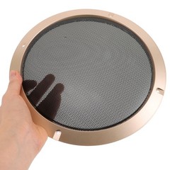 2Pcs Metal ABS Speaker Grill Covers for Car Audio with Golden Round Mesh