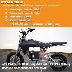 48v 20Ah Lit/hium Lifepo4 Bi-ke Battery Pack for El/ec tric Motor 1000W 30A BMS