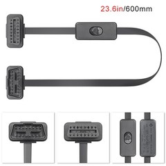 New OBD2 16 Pin Male To Female Extension Cable Diagnostic Tool With Power Switch