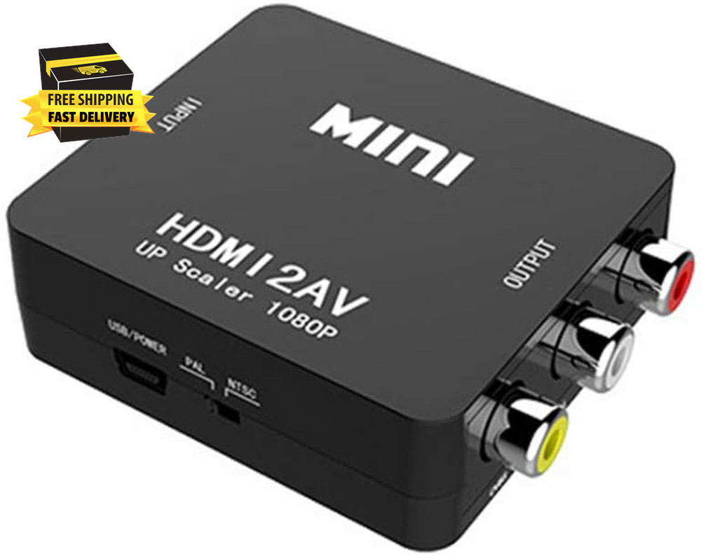 HDMI to RCA, HDMI to AV Converter 1080P 3RCA Cvbs Composite Video Audio Convert