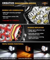 4x AUXBEAM 5″ Inch 20400LM 172W LED Pods Side Shooter Pod Lights White Amber DRL