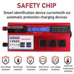 5000W Car Power Inverter DC 12V To AC 110V Pure Sine Wave Solar 4 USB Converter
