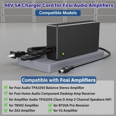 48V 5A Charger Power Cord for Fosi Audio Amplifiers V3 Za3 BT20A Pro TB10D Po…
