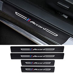 4PCS Carbon Fiber & Textured Leather Car Door Sill Protectors, Compatible with