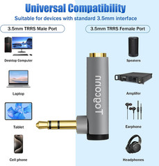 Right Angle 3.5Mm 1/8″ Audio Adapter 2-Pack, 90 Degree 3.5Mm 1/8 Inch TRS Male
