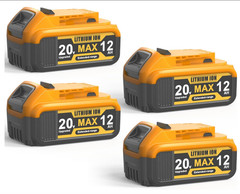 4x 12Ah 20V Replacement Battery for 20V Max Power Tools, High Capacity Li-ion