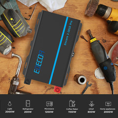 EDECOA Power Inverter Pure Sine Wave 12V DC to 120V AC 2000W USB Type C PRO