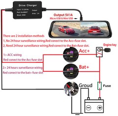 USB C Dash Cam Hardwire Kit For Fuse 12-24V to 5V/2A Type C Port Hard Wire Cable