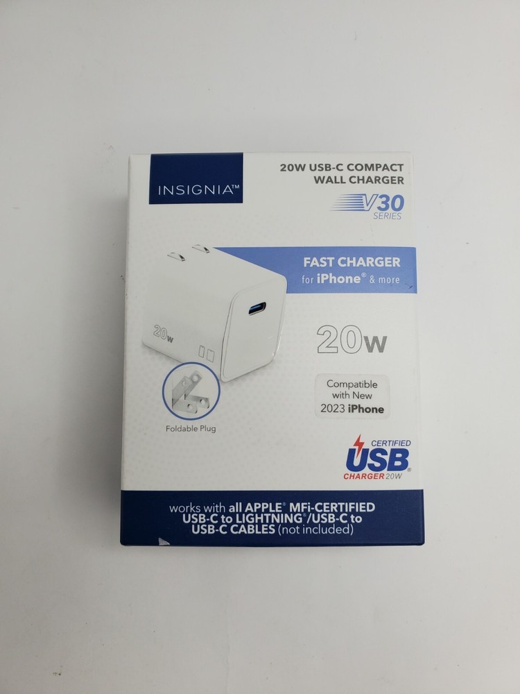 Insignia 20W USB-C Fast Charger for iPhone 16/15/14/13/12 Samsung LG Pixel mot