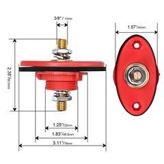 Recoil BTTP-38 High Current 3/8” Feed-Thru Panel Battery Terminal Connectors