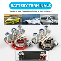 Car Marine Top Post Battery Terminals Clamp Connectors Positive Negative Ends 4X
