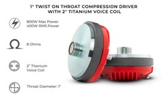 DS18 PRO-DR2 1″ Twist On Throat Compression Driver with 2″ Titanium VC 8 Ohm
