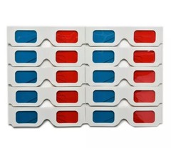 10 3D Glasses Universal Anaglyph Cardboard Paper Red Blue Cyan For Movie Cinema