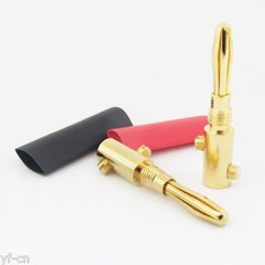 100pcs Gold Plated Copper 4mm Banana Plug Speaker Cable Connector w/Heatshrink