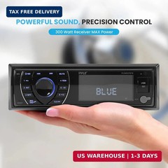 300W Bluetooth Marine Stereo Receiver – Single DIN In-Dash AM/FM Radio with USB/