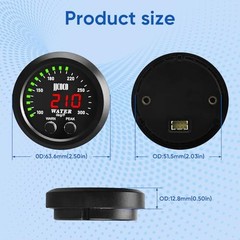 Universal 52mm Water Temperature Gauge with Alarm and Joint Pipe: None Green