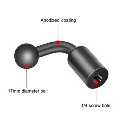 17mm Ball Head Adapter to 1/4″ Screw Hole Mount Converter For Tripod Selfie
