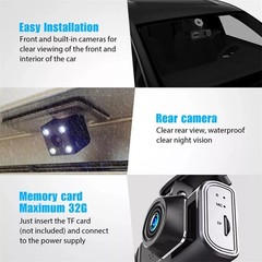 Dash Cam HD WIFI Car Dual Lens Front/Rear/Inside Video Recorder Camera G-sensor