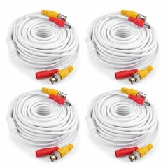 60FT WHITE BNC Plug Play Video Power Cable 4K HD CCTV Security System