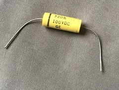 Vintage .1 uF 100V GE Yellow Mylar film Capacitor +-20% Axial lead Polyester 70s
