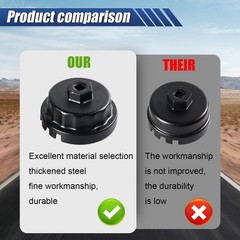 Oil Filter Wrench, 64MM Heavy Duty Oil Filter Cap Removal Socket Color: Black