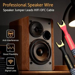 4 Pack 6″ HiFi Speaker Jumper Cables, Bi-Wire OFC Cable Bridge, Gold Plated Term