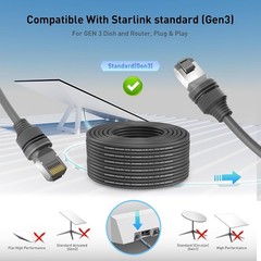 100FT Starlink Cable CMX CMR Rated Waterproof UV Resistant Gen 3 Standard
