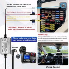 Dash Cam Hardwire Kit Mini USB Fuse Cable for Cars 12V-24V to 5V New