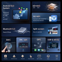 11.5″ Radio Stereo Carplay Android 13 For 2007-2016 Jeep Wrangler JK GPS 4+64GB