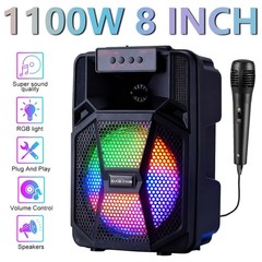 8″BT Bluetooth Wireless Speaker Colorful LED Portable Sound System Party Holiday
